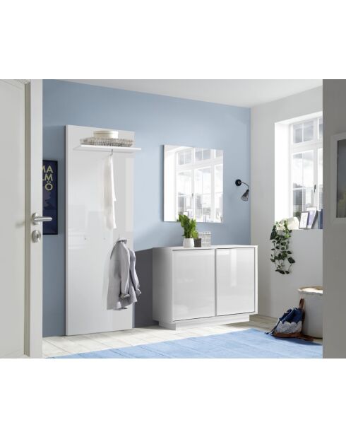 Buffet 2 portes ICE blanc laqué brillant - 92x79x43 cm