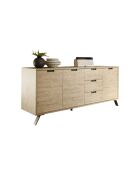 Buffet 3 portes, 3 tiroirs PALMA chêne clair - 206x50x85.4 cm