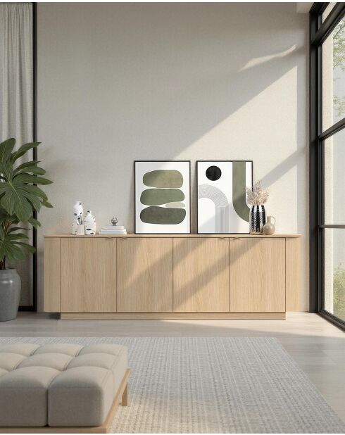 Buffet 4 portes ADRIATICO chène clair lindbergh - 230.5x75x43 cm