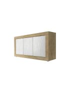 Buffet 3 portes BASIC chêne cadiz / blanche neige texturée - 160x42x85.8 cm