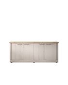 Buffet grand 4 portes COUNTRY plateau en chêne cadiz, chêne blanc meringué - 211x88x44 cm