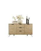Buffet 2 portes, 3 tiroirs PALMA chêne clair - 155.8x50x85.4 cm