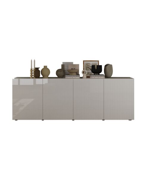 Buffet 4 portes RIO blanc laqué brillant - 241x42x84 cm