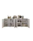 Buffet 4 portes RIO blanc laqué brillant - 241x42x84 cm