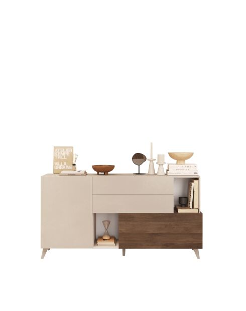 Buffet petit MONACO cachemire / mercure - 181x94x43 cm