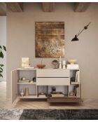 Buffet petit MONACO cachemire / mercure - 181x94x43 cm
