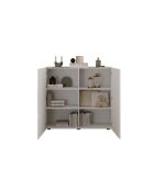 Meuble de rangement, 2 portes RIO blanc laqué brillant - 121x42x111 cm