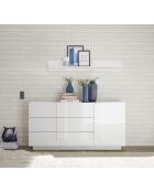 Buffet 3 tiroirs, 1 porte JUPITER blanc laqué brilliant - 182x44x90 cm