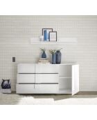 Buffet 3 tiroirs, 1 porte JUPITER blanc laqué brilliant - 182x44x90 cm