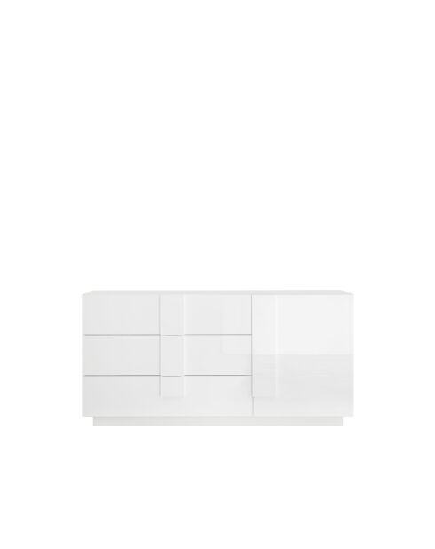Buffet 3 tiroirs, 1 porte JUPITER blanc laqué brilliant - 182x44x90 cm