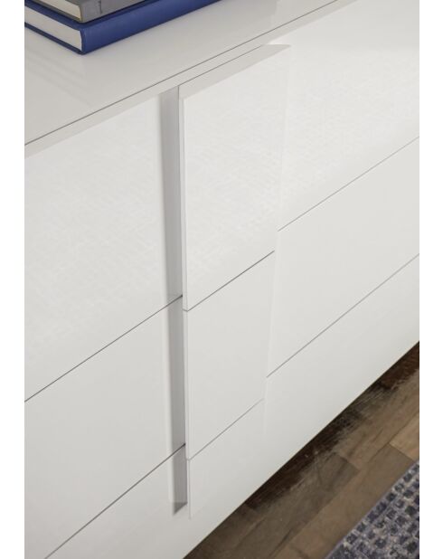 Buffet 3 tiroirs, 1 porte JUPITER blanc laqué brilliant - 182x44x90 cm