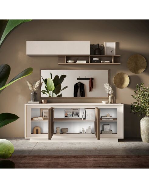 Buffet 4 portes SKY cachemire / mercure - 207x80x50 cm