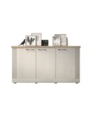 Buffet petit 3 portes COUNTRY plateau en chêne cadiz, chêne blanc meringué - 164x88x44 cm