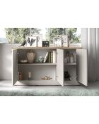 Buffet petit 3 portes COUNTRY plateau en chêne cadiz, chêne blanc meringué - 164x88x44 cm
