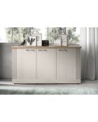 Buffet petit 3 portes COUNTRY plateau en chêne cadiz, chêne blanc meringué - 164x88x44 cm