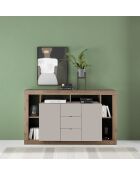 Buffet 2 portes, 3 tiroirs RIMINI mercure / cachemire - 172x102x40 cm