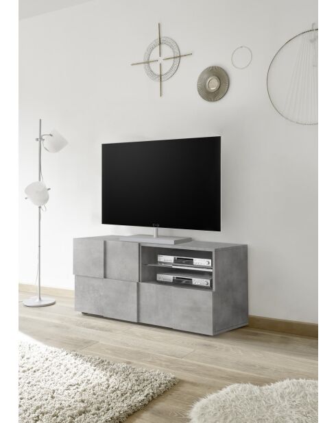 Kleiner TV-Ständer 1 Tür, 1 Schublade DAMA Beton - 121x42x57 cm