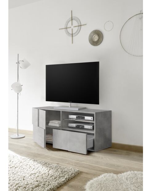 Kleiner TV-Ständer 1 Tür, 1 Schublade DAMA Beton - 121x42x57 cm