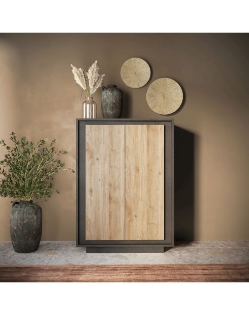 Highboard 2 Türen SKY Lava/Cadiz Eiche - 106x171x40 cm