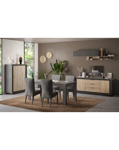 Highboard 2 Türen SKY Lava/Cadiz Eiche - 106x171x40 cm