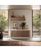 Buffet 2 portes, 3 tiroirs SKY cachemire / mercure - 180x80x50 cm
