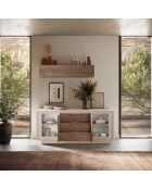 Buffet 2 portes, 3 tiroirs SKY cachemire / mercure - 180x80x50 cm