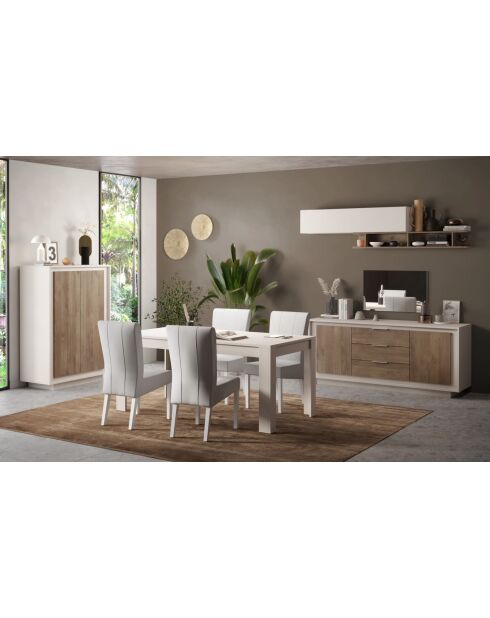 Buffet 2 portes, 3 tiroirs SKY cachemire / mercure - 180x80x50 cm