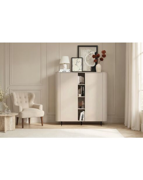 Mobile contenitore 2 ante e nicchie con piede in metallo ORTISEI cashmere - 150x154x43 cm