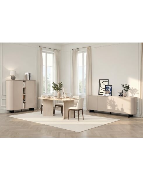 Mobile contenitore 2 ante e nicchie con piede in metallo ORTISEI cashmere - 150x154x43 cm