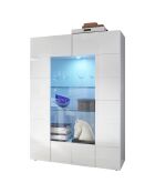 Vitrine 2 portes en verre DAMA blanc laqué brillant - 121x166x43 cm