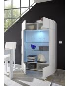 Vitrine 2 portes en verre DAMA blanc laqué brillant - 121x166x43 cm
