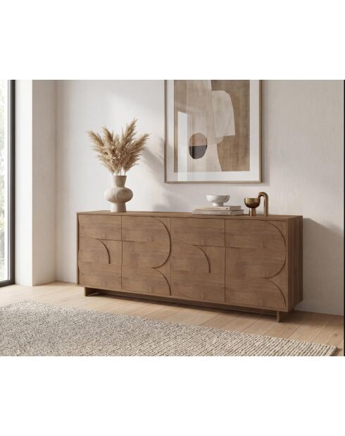 Buffet 4 portes push - pull ZEN bois mercure - 205x80x40 cm