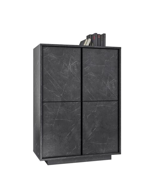 Argentier 4 portes CARRARA marbre noir - 92x145x43 cm