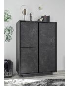 Argentier 4 portes CARRARA marbre noir - 92x145x43 cm