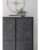 Argentier 4 portes CARRARA marbre noir - 92x145x43 cm