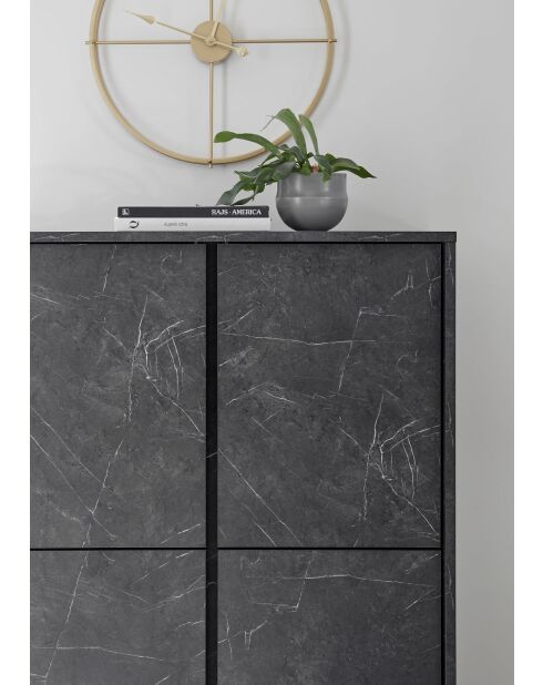 Argentier 4 portes CARRARA marbre noir - 92x145x43 cm