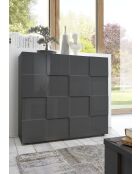 Meuble 2 portes en bois DAMA anthracite laqué brillant - 121x42x111 cm