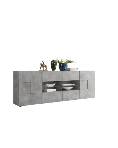 Buffet 2 portes, 4 tiroirs DAMA béton - 241x84x43 cm