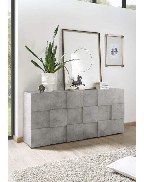 Buffet 3 portes en bois DAMA béton - 181x42x84 cm