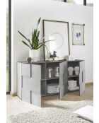 Buffet 3 portes en bois DAMA béton - 181x42x84 cm