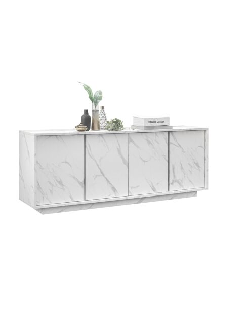 Buffet 4 portes CARRARA marbre blanc - 180x70x43 cm