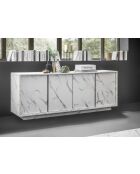 Buffet 4 portes CARRARA marbre blanc - 180x70x43 cm
