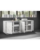 Buffet 4 portes CARRARA marbre blanc - 180x70x43 cm