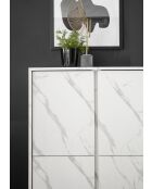 Buffet 4 portes CARRARA marbre blanc - 180x70x43 cm