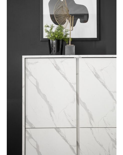 Buffet 4 portes CARRARA marbre blanc - 180x70x43 cm