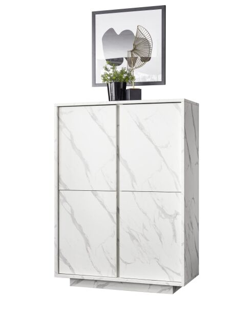 Silberner 4-türiger CARRARA-Marmor aus weißem Marmor - 92x145x43 cm