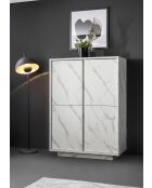 Silberner 4-türiger CARRARA-Marmor aus weißem Marmor - 92x145x43 cm