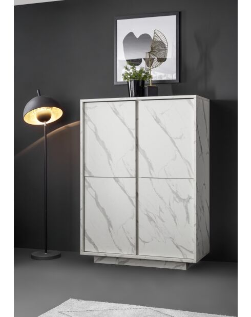 Silberner 4-türiger CARRARA-Marmor aus weißem Marmor - 92x145x43 cm