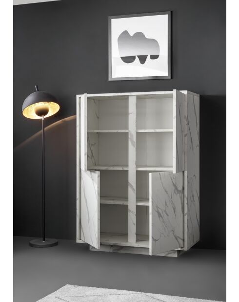 Silberner 4-türiger CARRARA-Marmor aus weißem Marmor - 92x145x43 cm