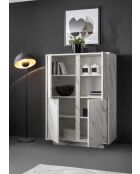 Silberner 4-türiger CARRARA-Marmor aus weißem Marmor - 92x145x43 cm